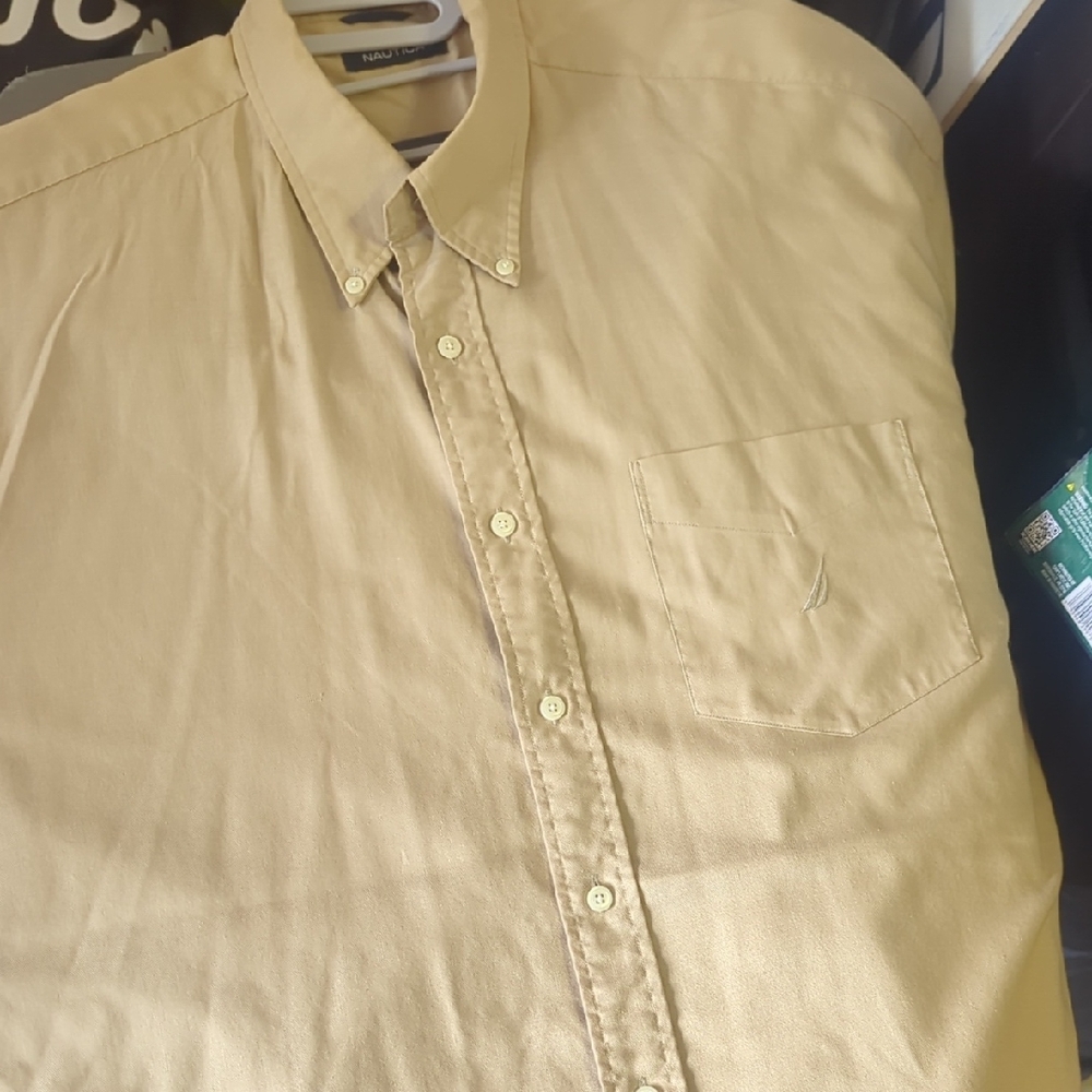 Nautica Men's Casual Tan Button Down Shirt